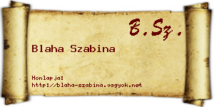 Blaha Szabina névjegykártya
